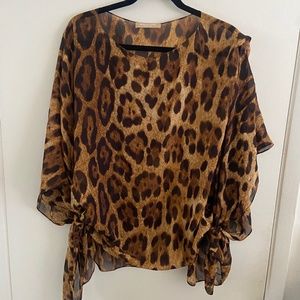 Michael Kors Made in Italy 100% Silk Cheetah Print Top